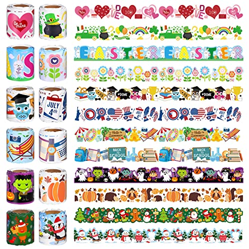Holiday Bulletin Board Borders - 12 Rolls, Seasonal Classroom Decorations, 394 Feet