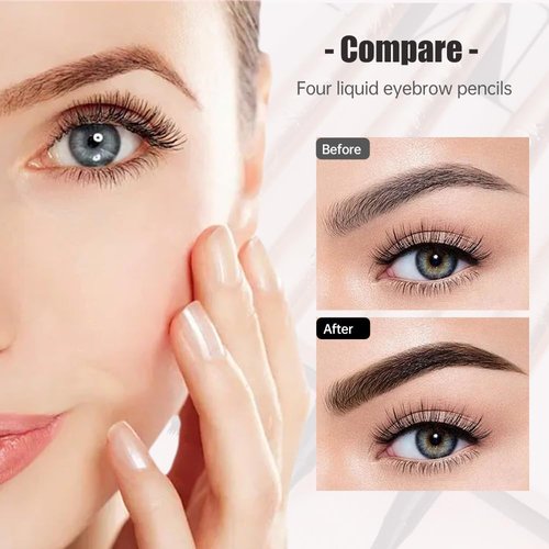 Skiennix Microblading Eyebrow Pen - Waterproof 4 Tip Pencil for Natural Makeup | Dark Brown
