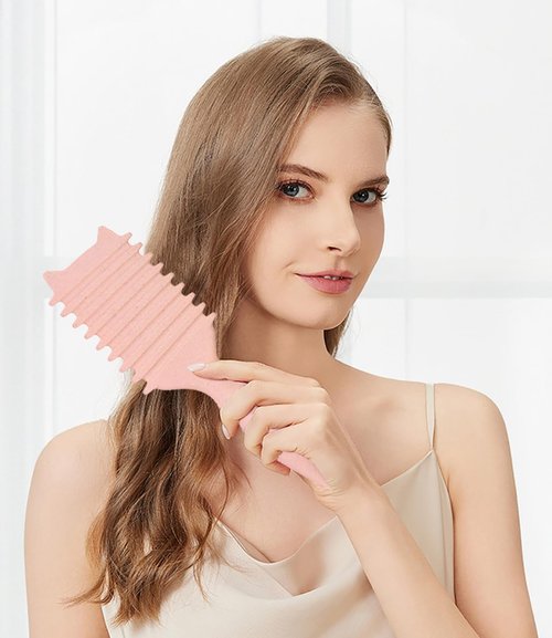 Skiennix Curly Hair Brush - Volume & Curl Defining Tool for Effortless Styling | Pink
