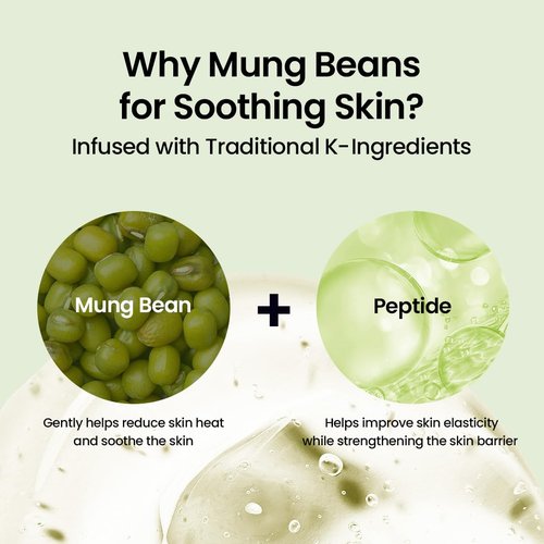 beplain Mung Bean Peptide Soothing Serum (1.69 fl.oz/50ml) | Niacinamide serum | Redness Relief | Hydration | Korean Skincare, For All Skin Types