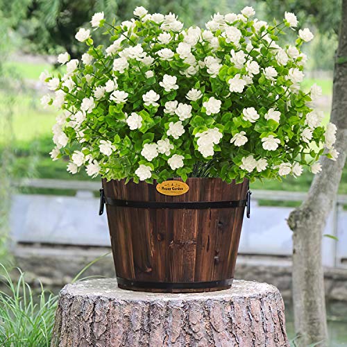 White Outdoor Artificial Flowers - 20 Bundles UV Resistant Faux Plants for Garden & Porch Decor