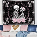 Pink & Black Gothic Skull Tapestry for Bedroom - Witchy Wall Decor 60 x 44 inches