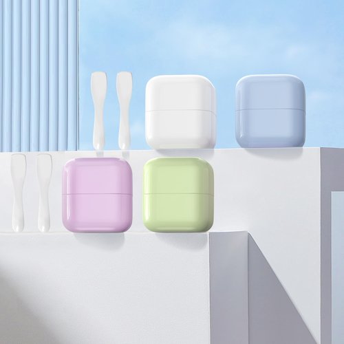 Lhelca TSA Approved 1oz (30ml) Leak-Proof Travel Containers 4 Pack - Containers for Toiletries with 4 Spoons for Toiletries, Cosmetics, Face, Hand & Body Creams - TSA Compliant Travel Essentials