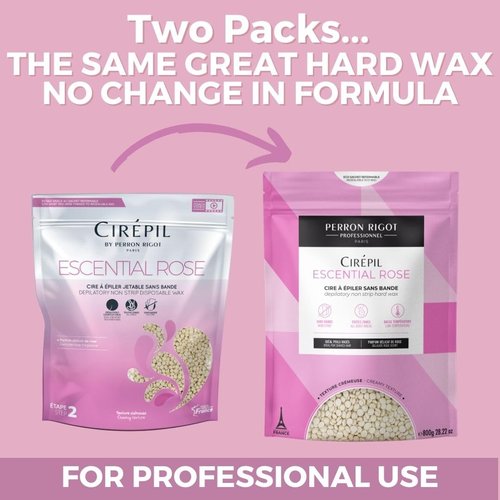 Cirepil - Escential Rose 800g / 28.22 oz Hard Wax Beads Bag - Creamy Rose Scented Wax for Face, Bikini & Body - All-Purpose Formula with Beeswax - Low Temp Refill Bag