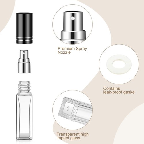 Domensi 60 Pcs 8 ml Empty Glass Perfume Bottles Bulk - Multicolor Refillable Cologne Spray Atomizer with Pump, for Travel, Skincare, Haircare, Cleaning & DIY Essentials