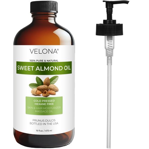 velona Sweet Almond Oil - 16 Fl Oz in Glass Bottle | 100% Pure and Natural Carrier Oil |Cold Pressed | Skin, Hair, Body & Face Moisturizing | Use Today - Enjoy Results…