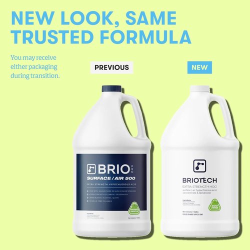 BRIOTECH Extra Strength HOCl Cleaner - 500 PPM Hypochlorous Acid Concentrate | Professional Deodorizer, 1 Gallon