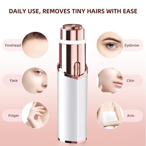 Facial Hair Removal for Women, Electric Rechargeable Painless Hair Remover for Face, Upper Lips, Chin, Peach Fuzz, with LED Light