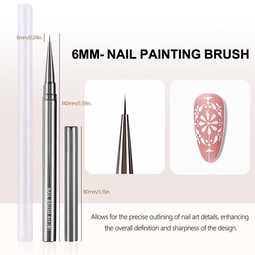 HYWWPFLAY 3Pcs Nail Art Brushes Set for Flower Petal Butterfly Drawing, 3D Gel Acrylic Nail Brush, Fine Liner Nails Design Tool, Professional Watercolor Painting Pen for Manicure DIY Salon