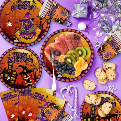 Halloween Party Tableware Set - 20 Plates, Napkins, Cups & Utensils for 20 Guests