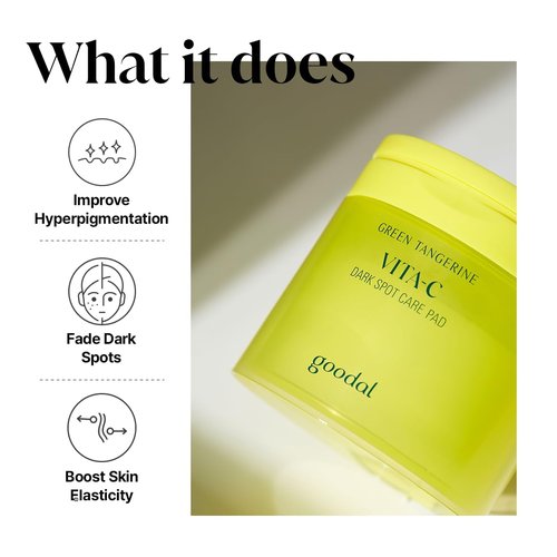 GOODAL Green Tangerine Vita C Toner Pads, Korean Skin Care, K-Beauty, Glass Skin, 70 Sheets