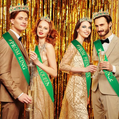Prom Crowns and Tiara Set with Sashes - Green, King & Queen Costume Accessories