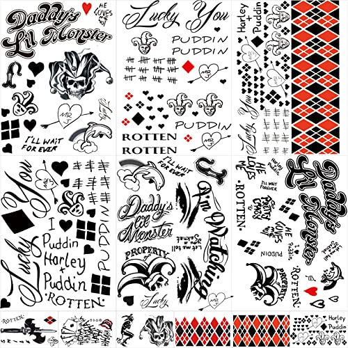 Halloween Temporary Tattoos Joker Style2 - 22 Sheets Face & Costume Body Art