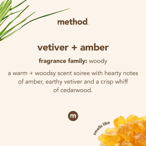 Method Gel Hand Soap Refill, Vetiver + Amber, Biodegradable Formula, 34 Fl Oz (Pack of 2)