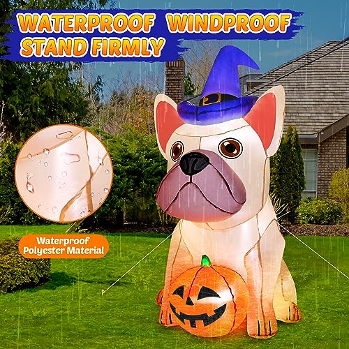 5Ft Halloween Inflatable Yard Decoration with Bright LEDs & Witch Hat - Bulldog