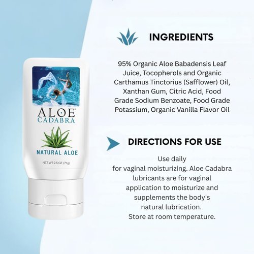 Aloe Cadabra Personal Lubricant - Organic Water-Based Aloe Lube for Couples | pH Balanced, Unscented (2.5 oz)