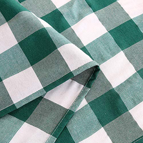 Green and White Plaid Easter Tablecloth - 120x56 Inches Rectangular St. Patrick's Day Decor