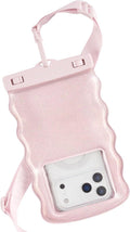 Case-Mate Wavy Waterproof Phone Pouch | IP68 Large Floating Case with Crossbody Lanyard - Ballet Pink Twinkle