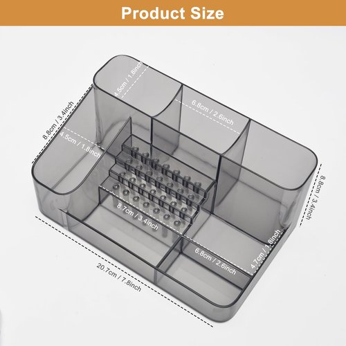 ANRUI Nail Drill Holder, 28 Holes Nail Drill Machine & Bits Storage Box, Acrylic Nail Drill Bit Holder, Professional Nail Drill Organizer Box for Manicure Tools - Grey