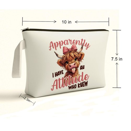 ARPTCN Highland Scottish Cow Makeup Bag - Highland Cow Themed Gifts for Girls Mom Women, Cosmetic Travel Bags for Women