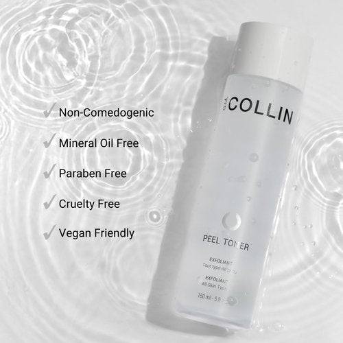 G.M. COLLIN Peel Toner Exfoliant | Daily Leave-On Liquid with AHA BHA PHA | Salicylic Acid Toner for Pores & Smooth Skin | Aloe Vera Soothes & Hydrates