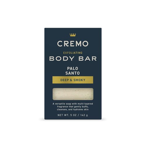 Cremo Exfoliating Body Bar for Men - Palo Santo Scent | Buffs, Cleanses & Hydrates Skin - 5oz