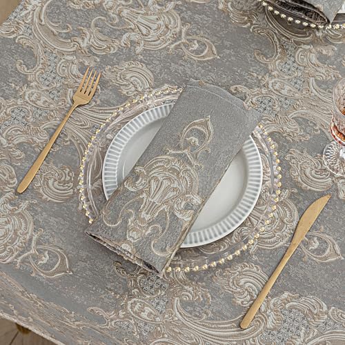 Grey Damask Cloth Napkins Set of 4 - 18 x 18 Inches - Elegant Table Decor