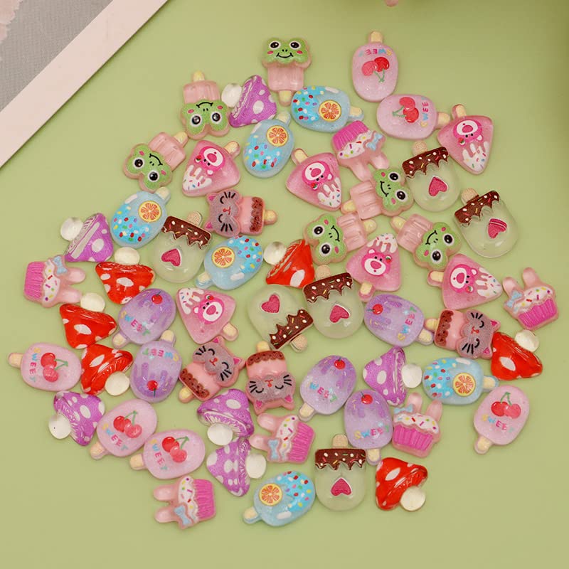Multicolor 3D Nail Charms Set - Cute Flower, Bee, Pineapple & Bear Decor, 250 Pieces - Variation of A
