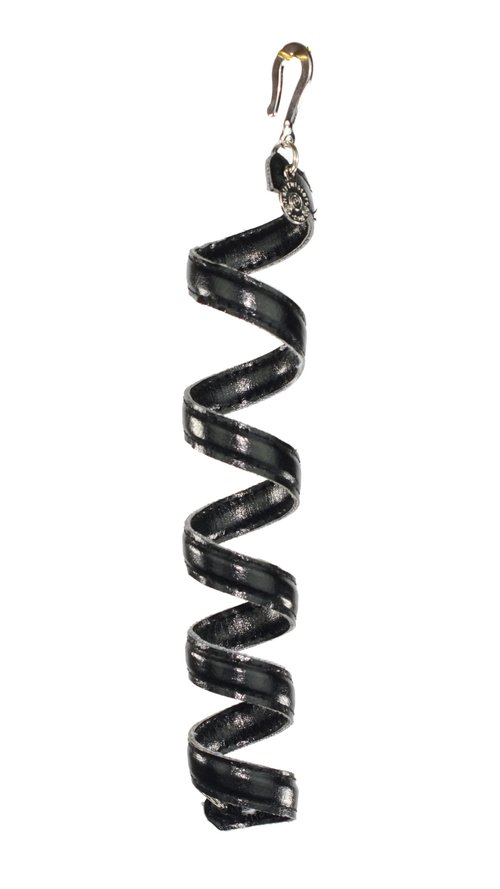 6-Inch Black Leather Hair Spiral Wrap – Decorative Beaded Chain Accessory for Ponytails, Braids, and Dreadlocks – Unisex Festival & Biker Style