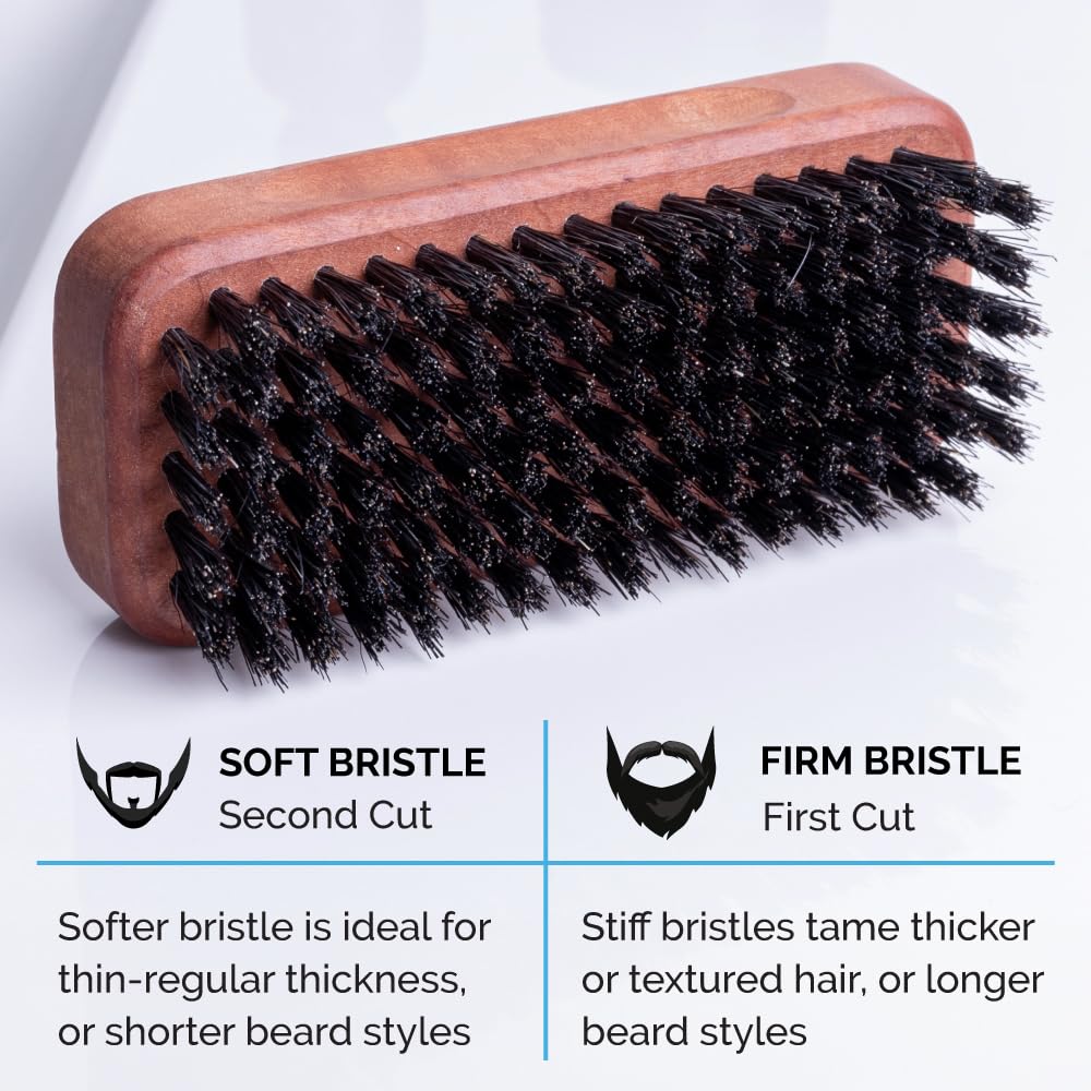 ZEUS Palm Beard Brush for Men, Soft 100% Boar Bristles, Gently Detangles, Smooths & Conditions Facial Hair, German-Made Pear Wood Handle (G92)