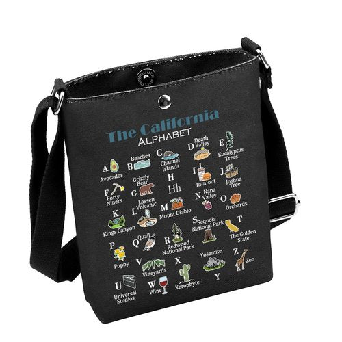 MNIGIU California Canvas Tote Bag California State Gift California Eco Tote Bag Reusable Bag Welcome Bag (Cali-ZhengBlack)