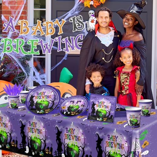 Halloween Baby Shower Party Supplies 142pcs Tableware Set with Plates Cups Napkins Banner & Tablecloth