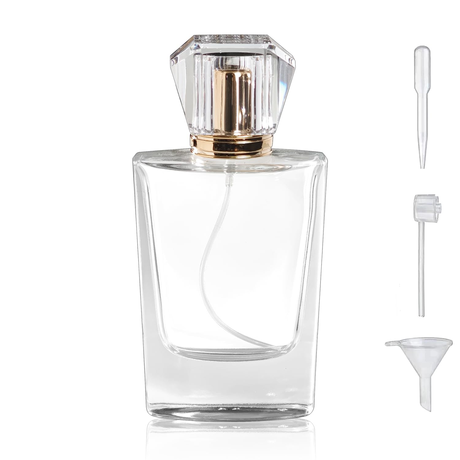 Yerpkefey 100ml/3.4 Oz Glass Spray Bottle Perfume Atomizer,Perfume Travel Refillable Spray Bottle Empty with 3 Kinds of Dispenser (100ml)
