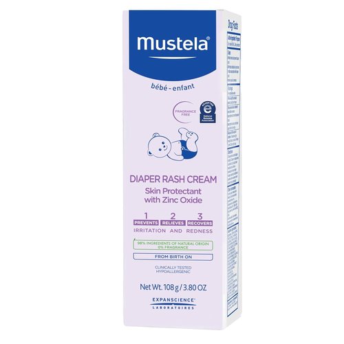 Mustela Baby Diaper Rash Cream - Zinc Oxide Skin Protectant, Fragrance & Paraben Free - 98% Natural Ingredients