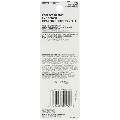CoverGirl Perfect Blend Eye Pencil, Basic Black [100], 0.03 oz (Pack of 6)