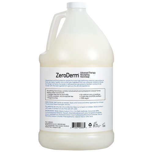 Ginger Lily Farms Botanicals ZeroDerm Advanced Therapy Nourishing Liquid Hand Soap Refill 100% Vegan Cruelty-Free Fragrance-Free, Unscented, 128 Fl Oz