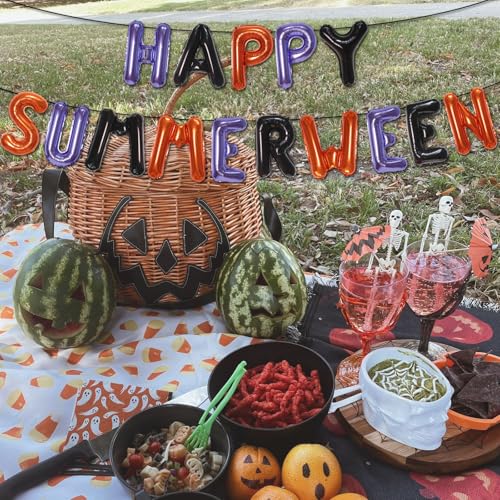 Summerween Balloons Banner - Tropical Beach Party Decorations, 16 Inch Letter Balloons