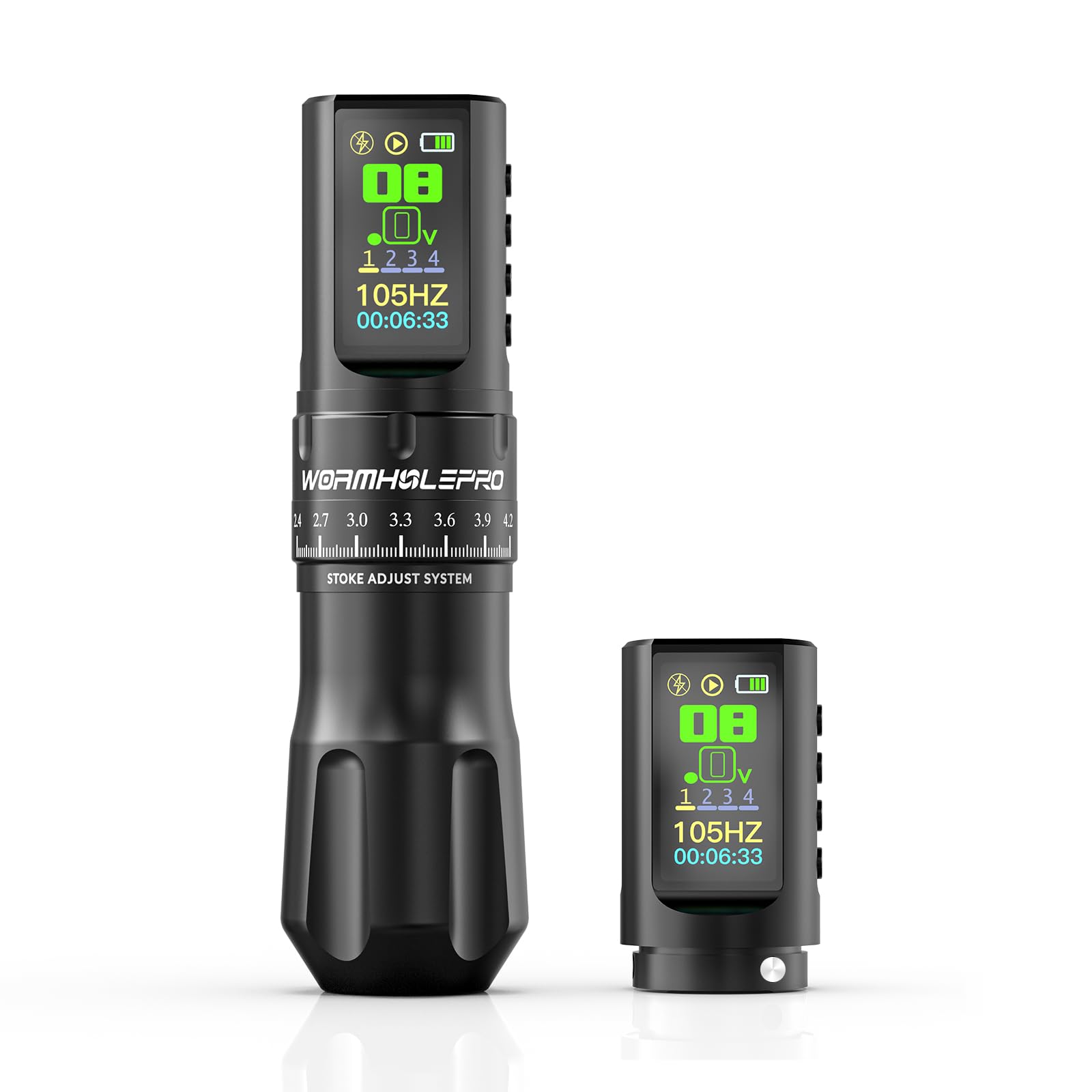 WORMHOLE PRO Tattoo Gun AQUILA Wireless Tattoo Machine Multi-function Smart Tattoo Pen 1,800mAh Battery with Replacement Power Supply, Smart Display, Brushless Motor, 7 Strokes Length