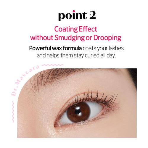 ETUDE Dr. Mascara Fixer - Long-Lasting Smudge-Proof Formula for All-Day Curl Hold | Vegan Black (0.203 Fl Oz)