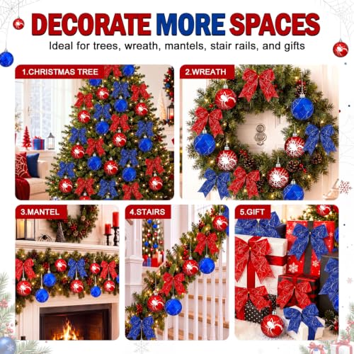 Syhood Spider Christmas Tree Ornaments Set - 24 Pc Holiday Decorations with Web & Bows