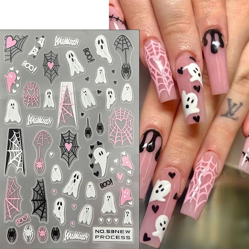 Halloween Nail Stickers Decals 3D Horror Spooky Devil Ghost A5 - Self-Adhesive Nail Art