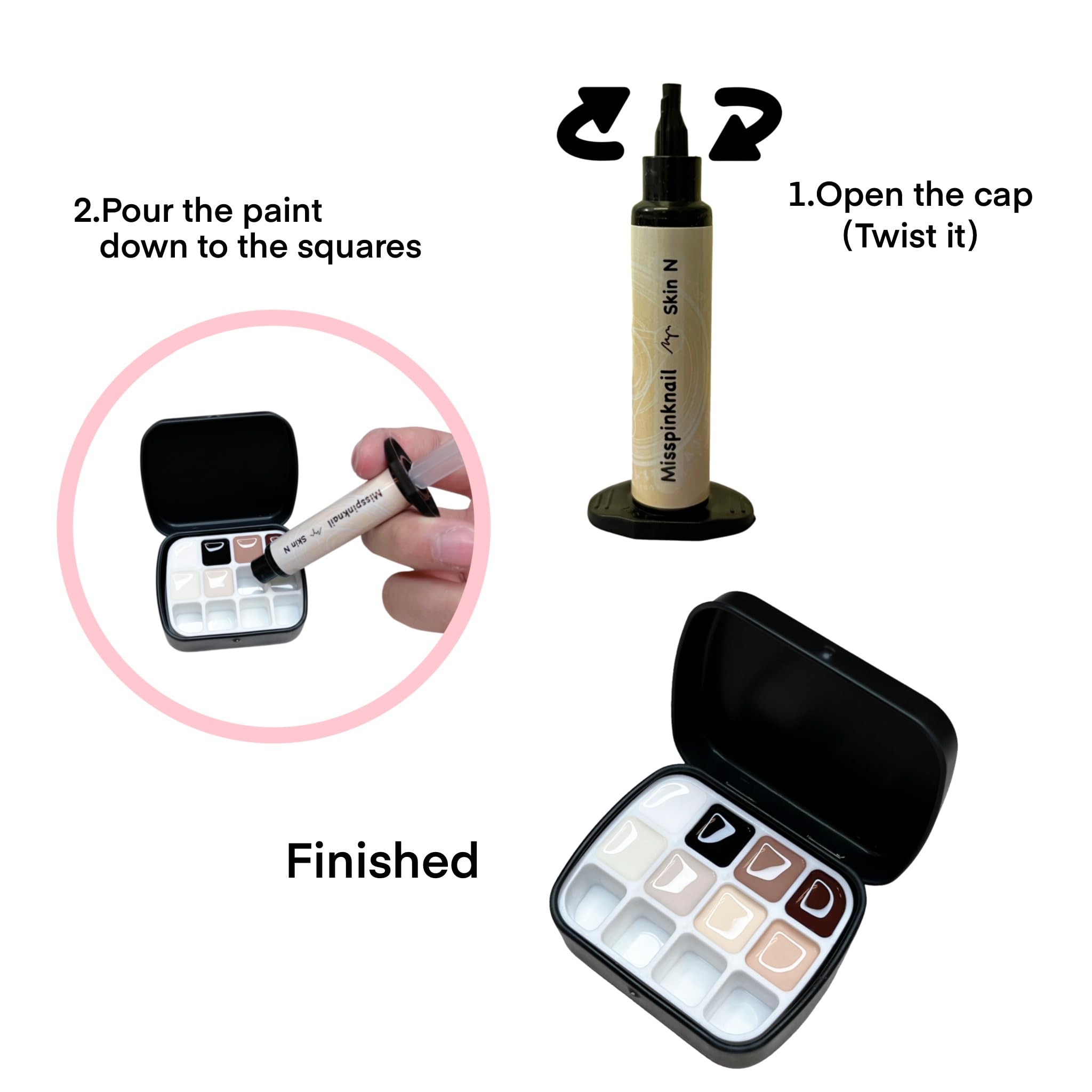 YJMyujimi Advanced Painting Gel for Nail Art,8 colour kit with 2 palette(12 divsions),Non wipe,Manicure Professional Nail Salon DIY at Home Gift (Set A)