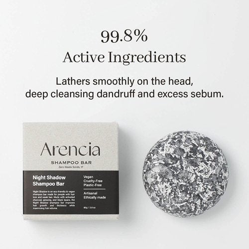 Areancia Night Shadow Biotin Shampoo Bar - Regrowth & Darkening for Gray Hair | Strengthening, Vegan, pH Balanced
