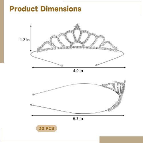 30 Pcs Tiaras Crowns Headbands for Women Girls, Silver Princess Tiara Bulk, Tiaras Rapunzel Crowns for Wedding Birthday Crystal Tiara for Prom, Bride, Pageant, Halloween