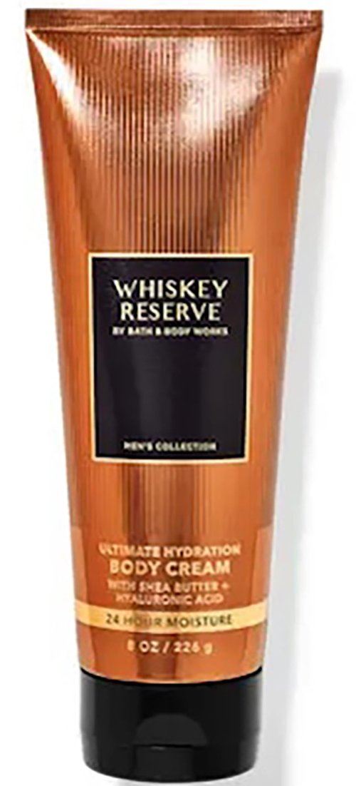 Bath and Body Works Hyaluronic Acid Body Cream For Men 8 Ounce (Whiskey Reserve)