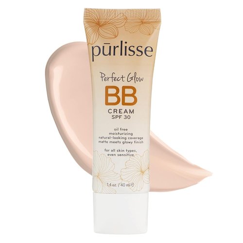 Pūrlisse Perfect Glow BB Cream with SPF 30 - Matte & Dewy Finish - Goji & Hawthorn Berry Infused - Fair (1.4 oz)