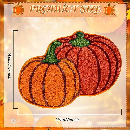 Thanksgiving Pumpkin Bathroom Rugs 2-Pack Non Slip Fall Decor - 26 x 20 Inches