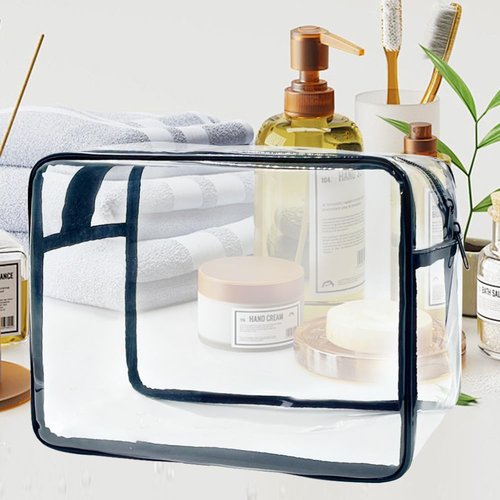 TotePrint Clear Toiletry Bag, PVC Makeup Bag for Women, Spacious Transparent Cosmetic & Toiletry Pouch，Large Transparent Makeup Pouch for Travel (Clear)