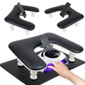 Arm Rest for Nails Tech with Nail Table Mat and Phone Holder,Adjustable Base U-shaped Manicure Nail Hand Rest Stand Pillow Cushion(Black)