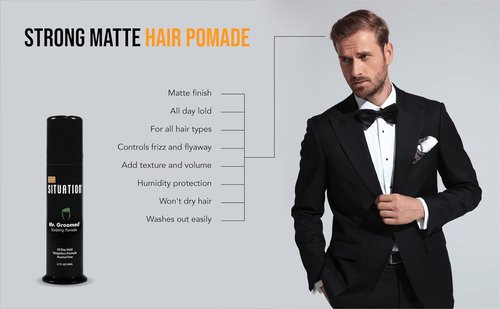 Mr. Groomed Matte Pomade for Men - Strong All-Day Hold & Natural Matte Finish - 2.7 oz, Non-Greasy & Alcohol-Free